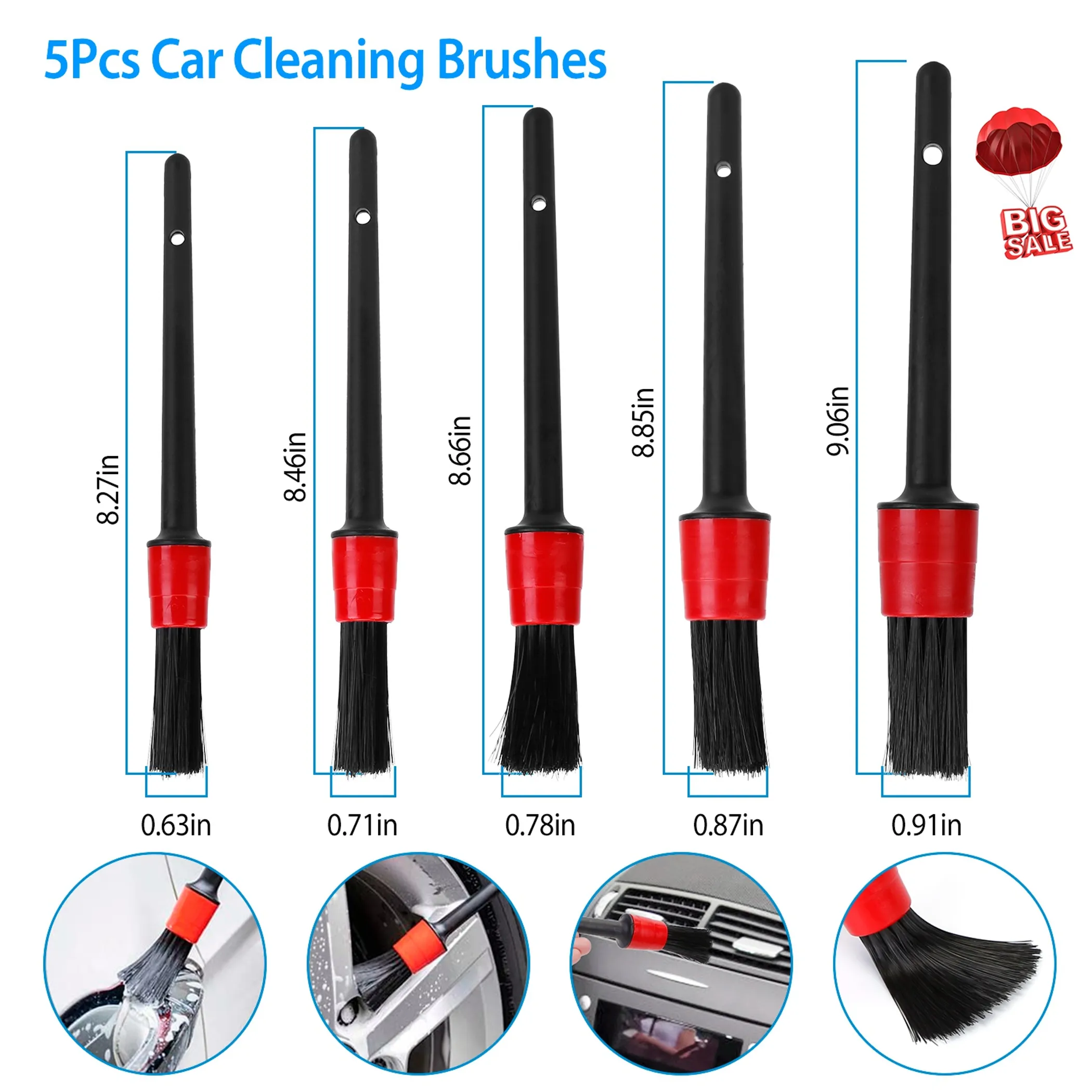 5Pcs Car Detailing Brush Set - Image 2