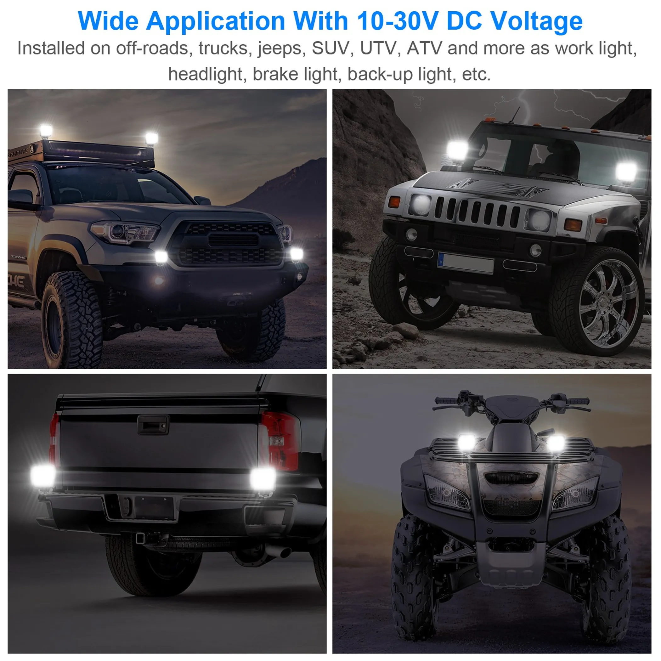 6PCS 48W LED Work Light Pod Offroad Spot Lights - Image 4