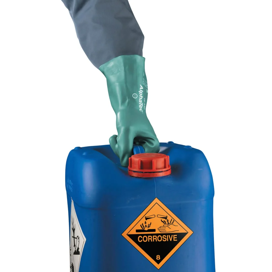 ALPHATEC 58-330 MEDDTY 26MIL NITRPALM GAUNT-58-330 AQUADRI™ Medium-Duty Nitrile Gloves, Gauntlet Cuff, Soft Foam Lining, Green - Image 3