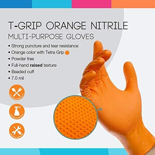 ASAP T-Grip Orange Nitrile Gloves - Powder Free (7 Mil), 500 Gloves - BOGO 20% OFF - Image 5