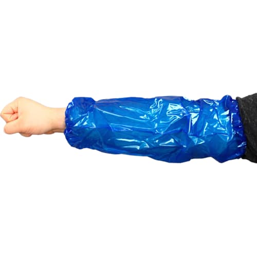 Blue Vinyl Alternative Sleeve, Elastic Ends - 18" (150 Count) - Image 3