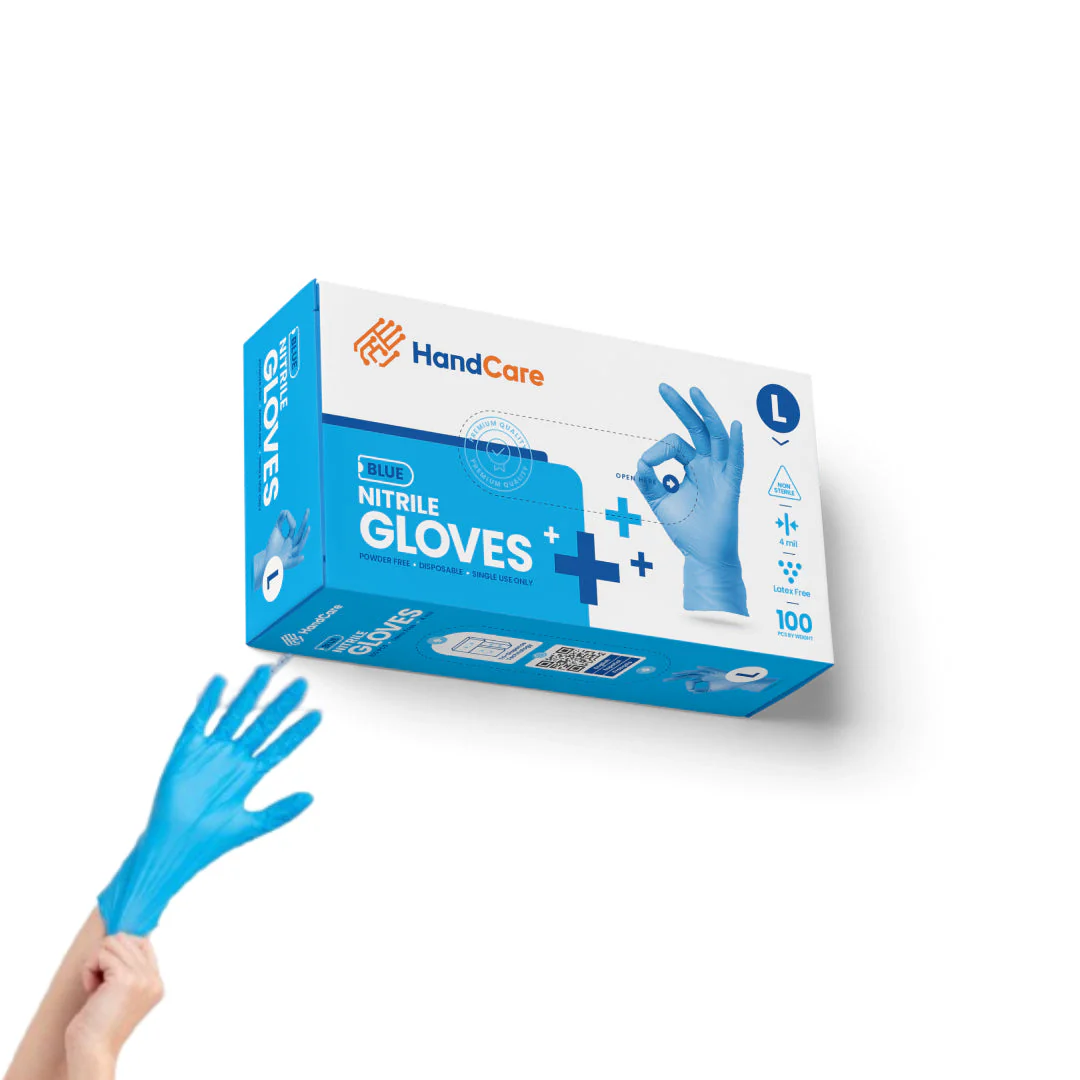 HandCare Blue Nitrile Gloves - Exam Grade, Powder Free (4 Mil), 100 Cases (Bulk) - Image 3
