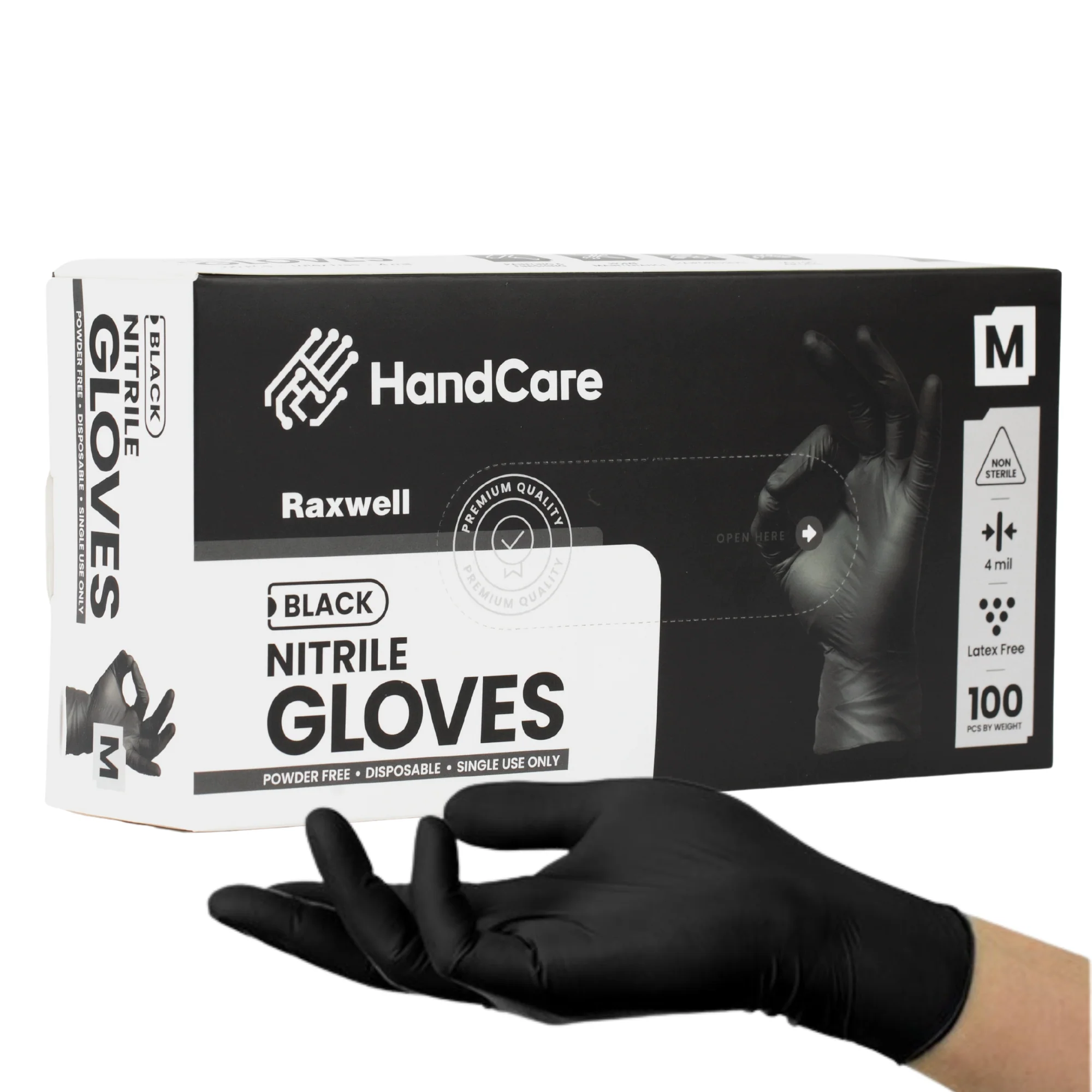HandCare Black Nitrile Gloves - Exam Grade, Powder Free (4 Mil) - BOGO 20% OFF - Image 4