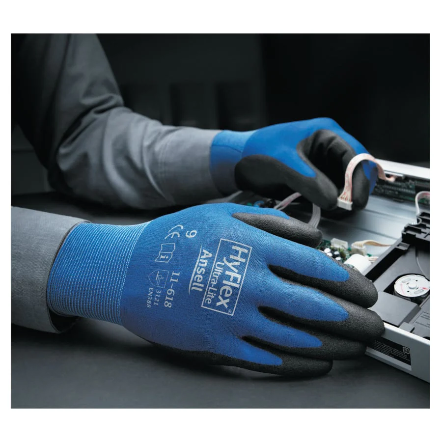 Hyflex® 11-618 Polyurethane Palm Coated Gloves - HYFLEX 11618 GNL PUR W/18 GA NYLN LNR - Image 2
