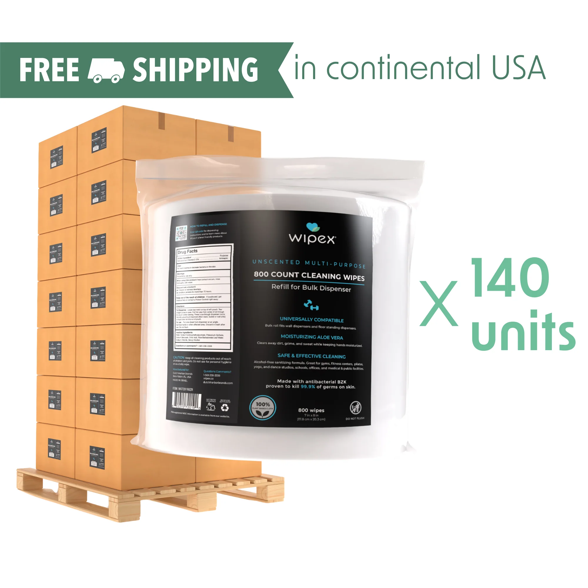 Wipex® 800ct Bulk Antibacterial Wipes Refill Roll | Skin-Safe Sanitizing Wipe | TÜV-Certified Plant-Based Cloth - Image 13