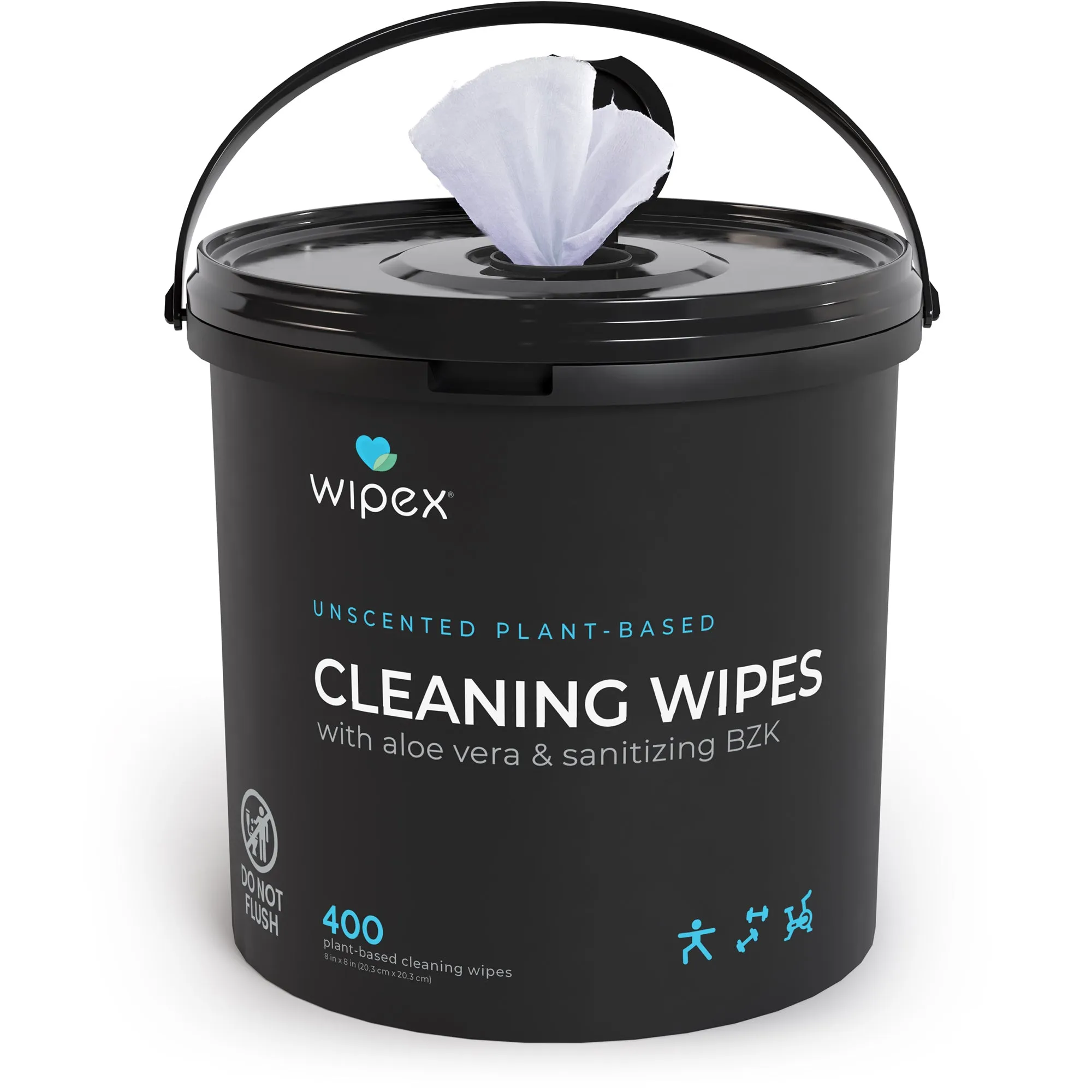Wipex® Bulk Antibacterial Wipes Portable Dispensing Bucket 400ct | Skin-Safe Sanitizing Wipe | TÜV-Certified Plant-Based Cloth