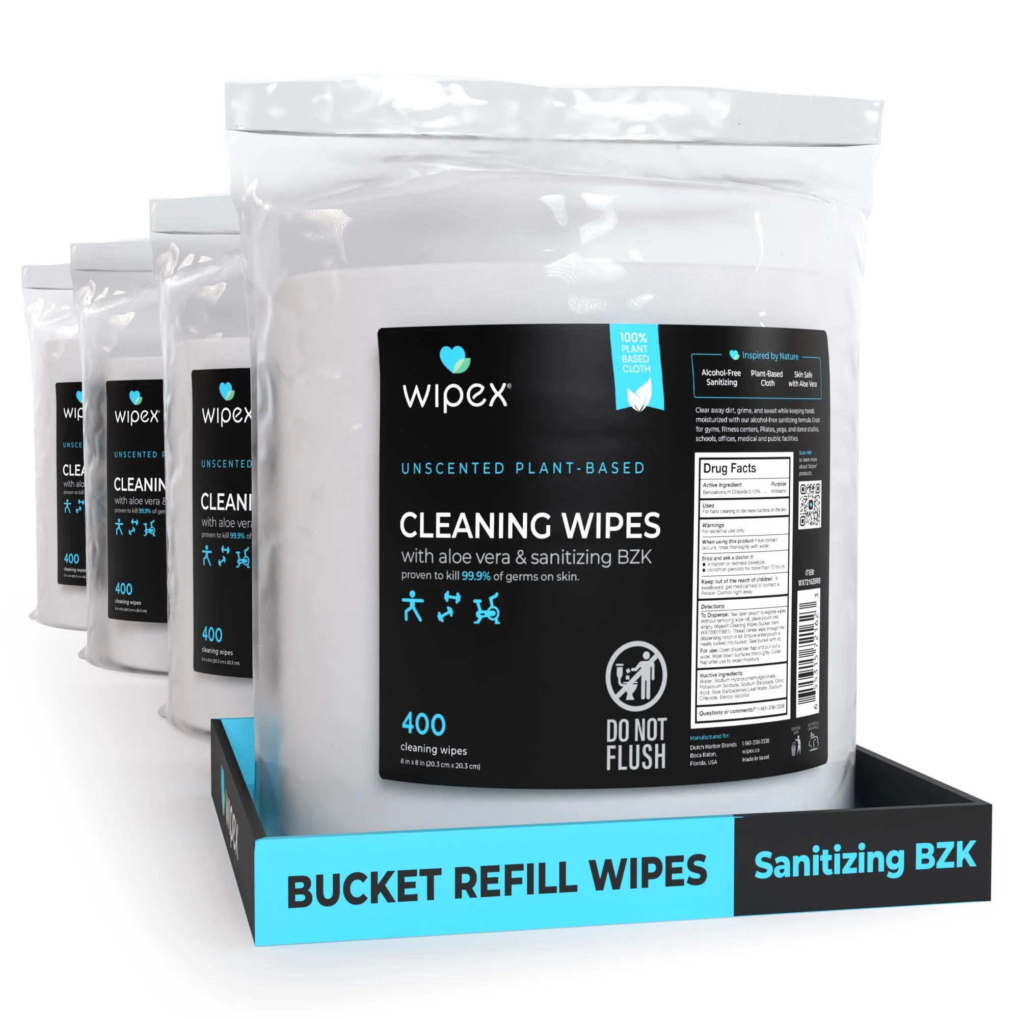 Wipex® Bulk Antibacterial Wipes Portable Dispensing Bucket 400ct | Skin-Safe Sanitizing Wipe | TÜV-Certified Plant-Based Cloth - Image 11