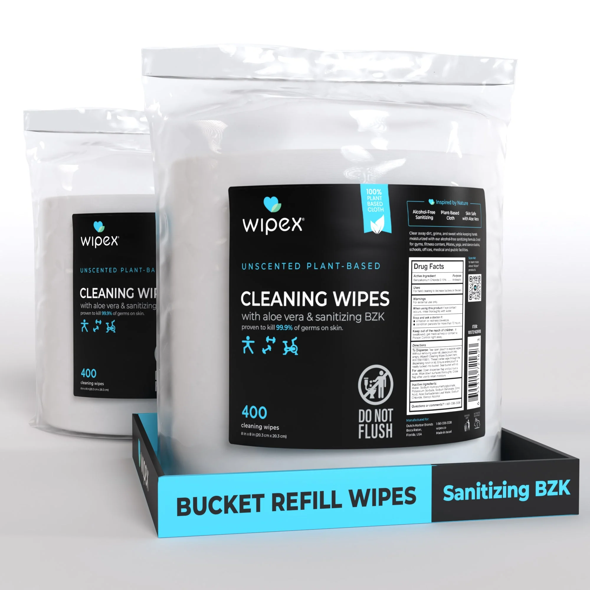 Wipex® Bulk Antibacterial Wipes Portable Dispensing Bucket 400ct | Skin-Safe Sanitizing Wipe | TÜV-Certified Plant-Based Cloth - Image 12