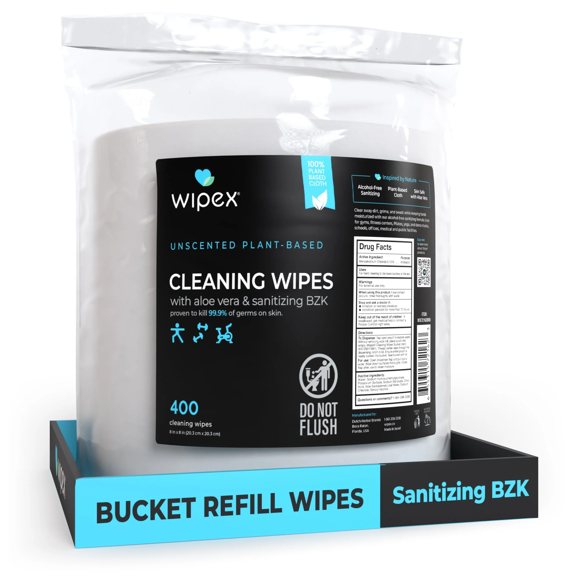 Wipex® Bulk Antibacterial Wipes Portable Dispensing Bucket 400ct | Skin-Safe Sanitizing Wipe | TÜV-Certified Plant-Based Cloth - Image 13