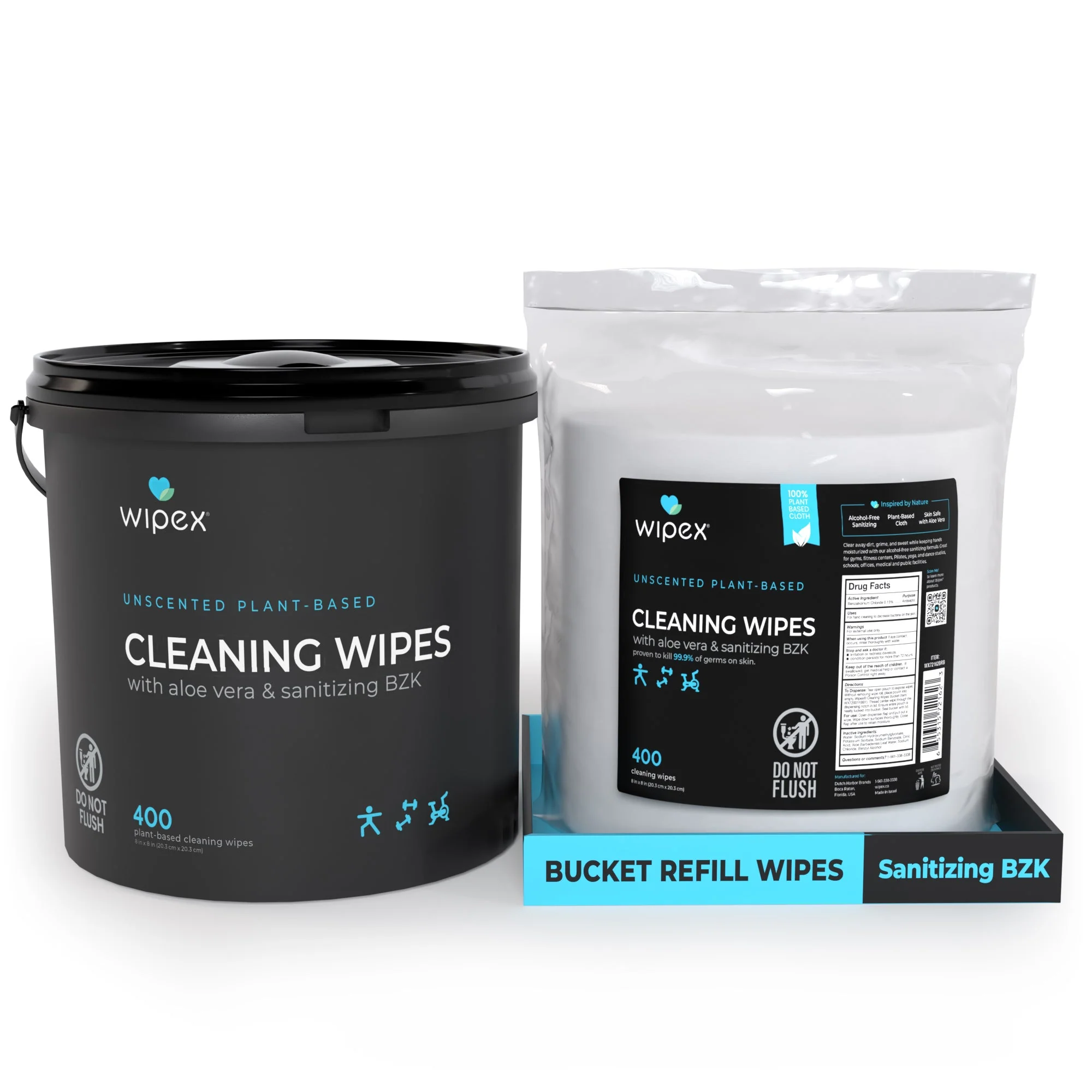 Wipex® Bulk Antibacterial Wipes Portable Dispensing Bucket 400ct | Skin-Safe Sanitizing Wipe | TÜV-Certified Plant-Based Cloth - Image 16