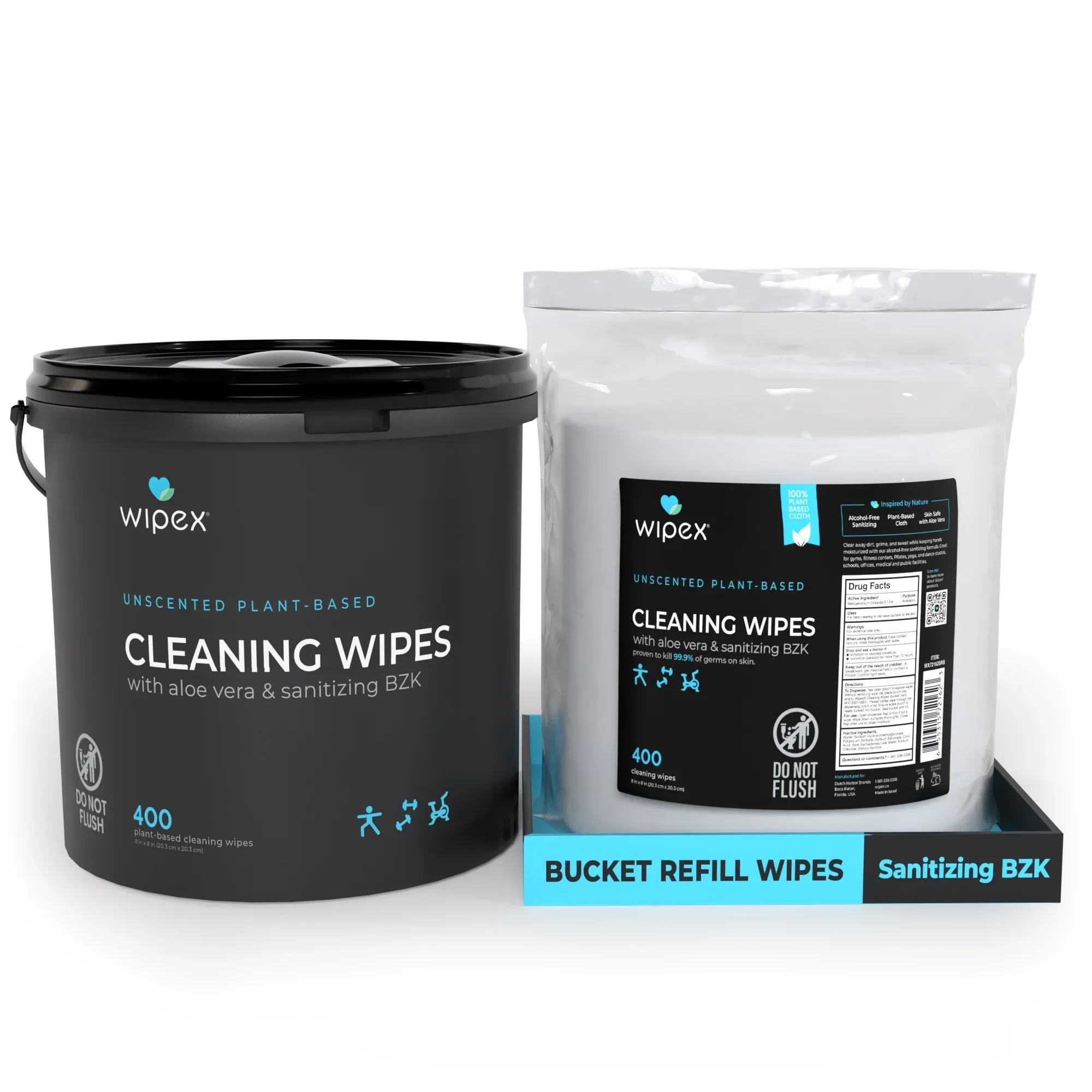 Wipex® Bulk Antibacterial Wipes Portable Dispensing Bucket 400ct | Skin-Safe Sanitizing Wipe | TÜV-Certified Plant-Based Cloth - Image 17