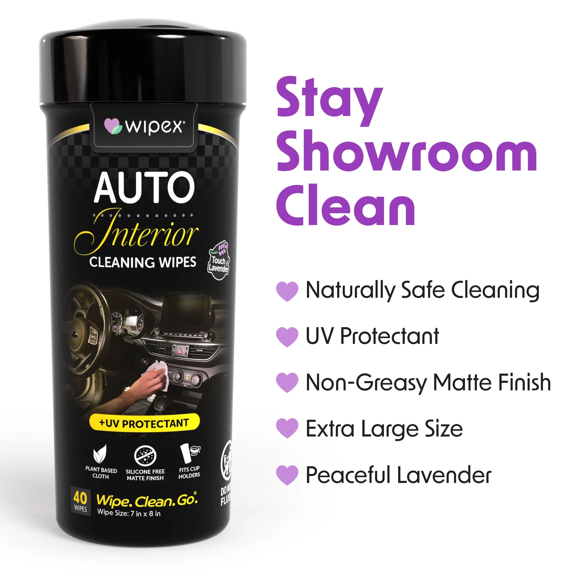 Wipex® Lavender Auto Cleaning Wipes | Plastic-Free Natural Car Wipes - Image 11