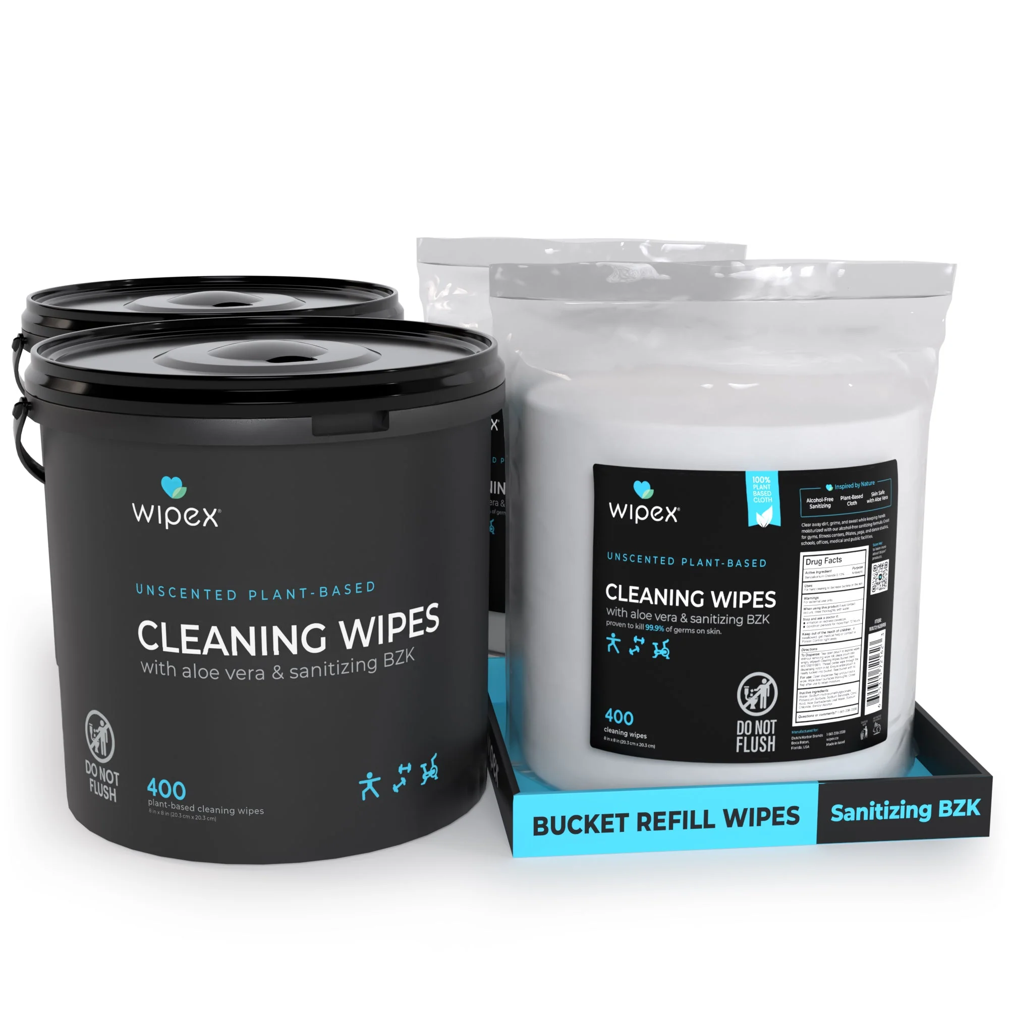 Wipex® Plant-Based Unscented Sanitizing Wipes – Starter Bundle (400 ct Bucket + 400 ct Refill) - Image 10