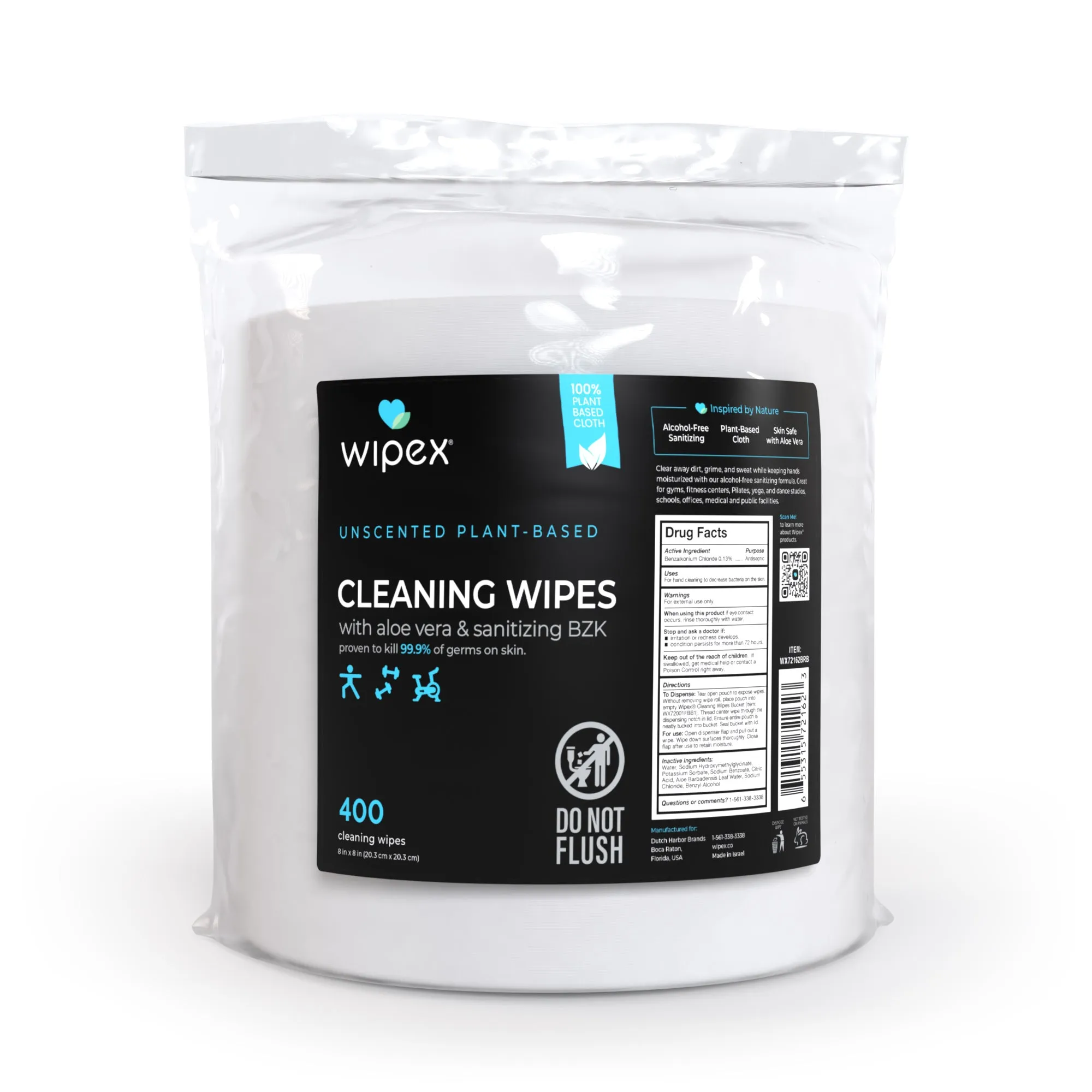 Wipex® Plant-Based Unscented Sanitizing Wipes – Starter Bundle (400 ct Bucket + 400 ct Refill) - Image 3