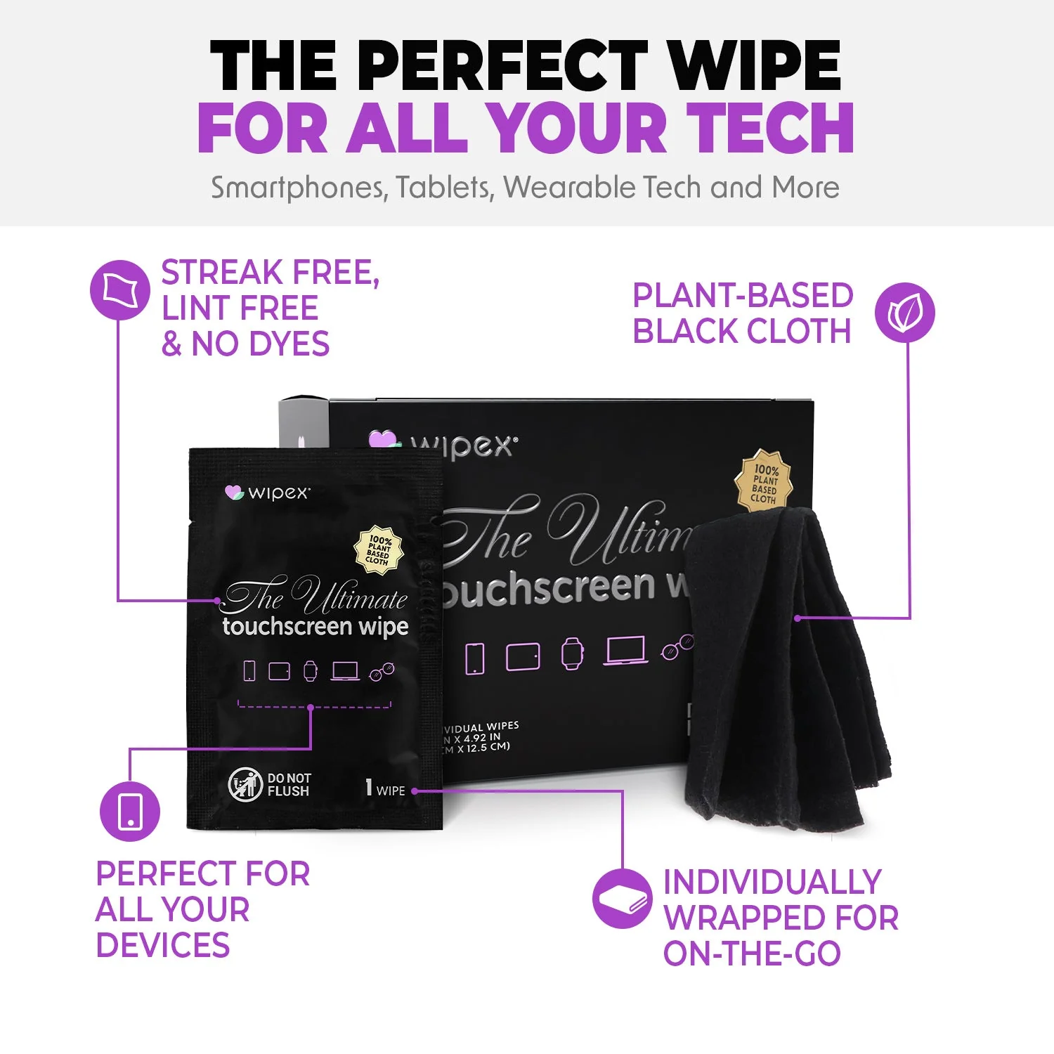 Wipex® Touchscreen Wipes – Plastic-free Screen Cleaning Wipes (24ct Box) - Image 4