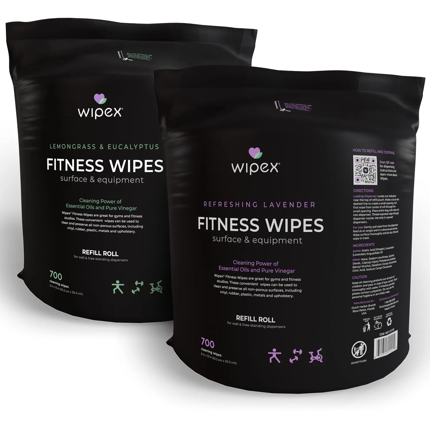 Wipex Natural Fitness Equipment Wipes 700ct Bulk Gym Refill Roll