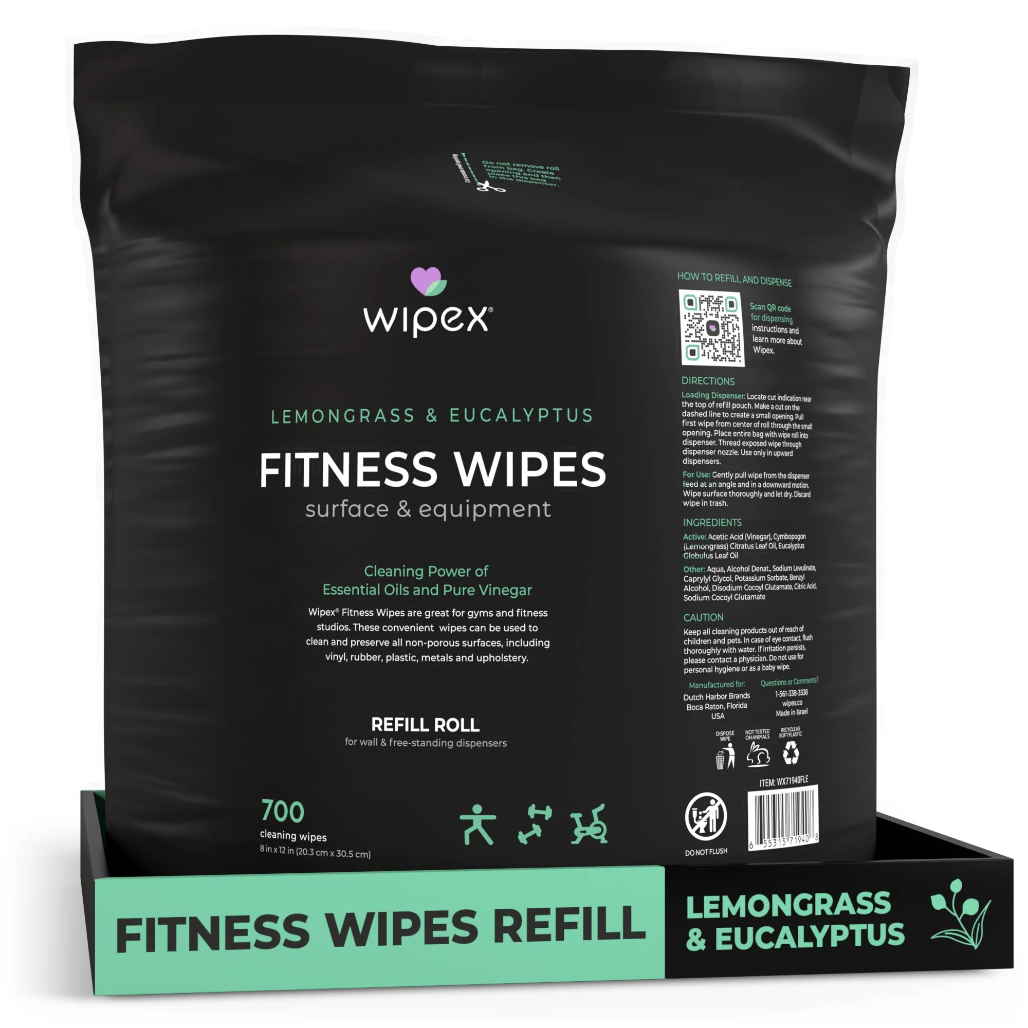 Wipex Natural Fitness Equipment Wipes 700ct Bulk Gym Refill Roll - Image 6